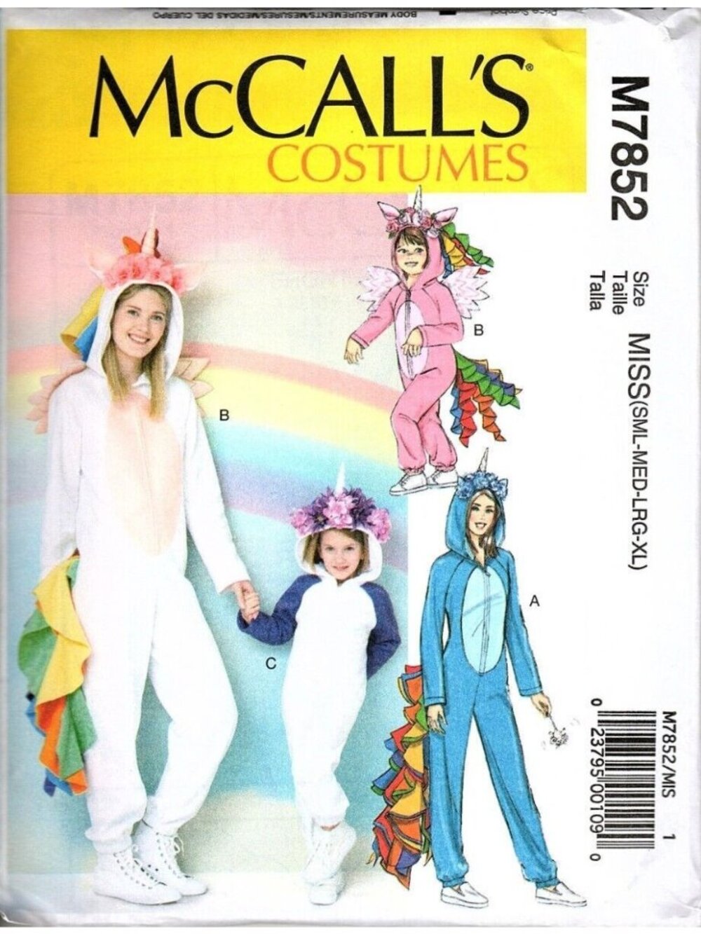 McCalls M7852 Misses S to XL Unicorn Costume Cosplay Uncut Sewing Pattern New